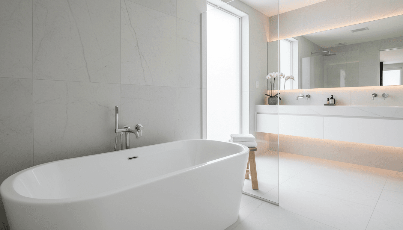 Completed refinished bathtub with a smooth, high-gloss, factory-new look