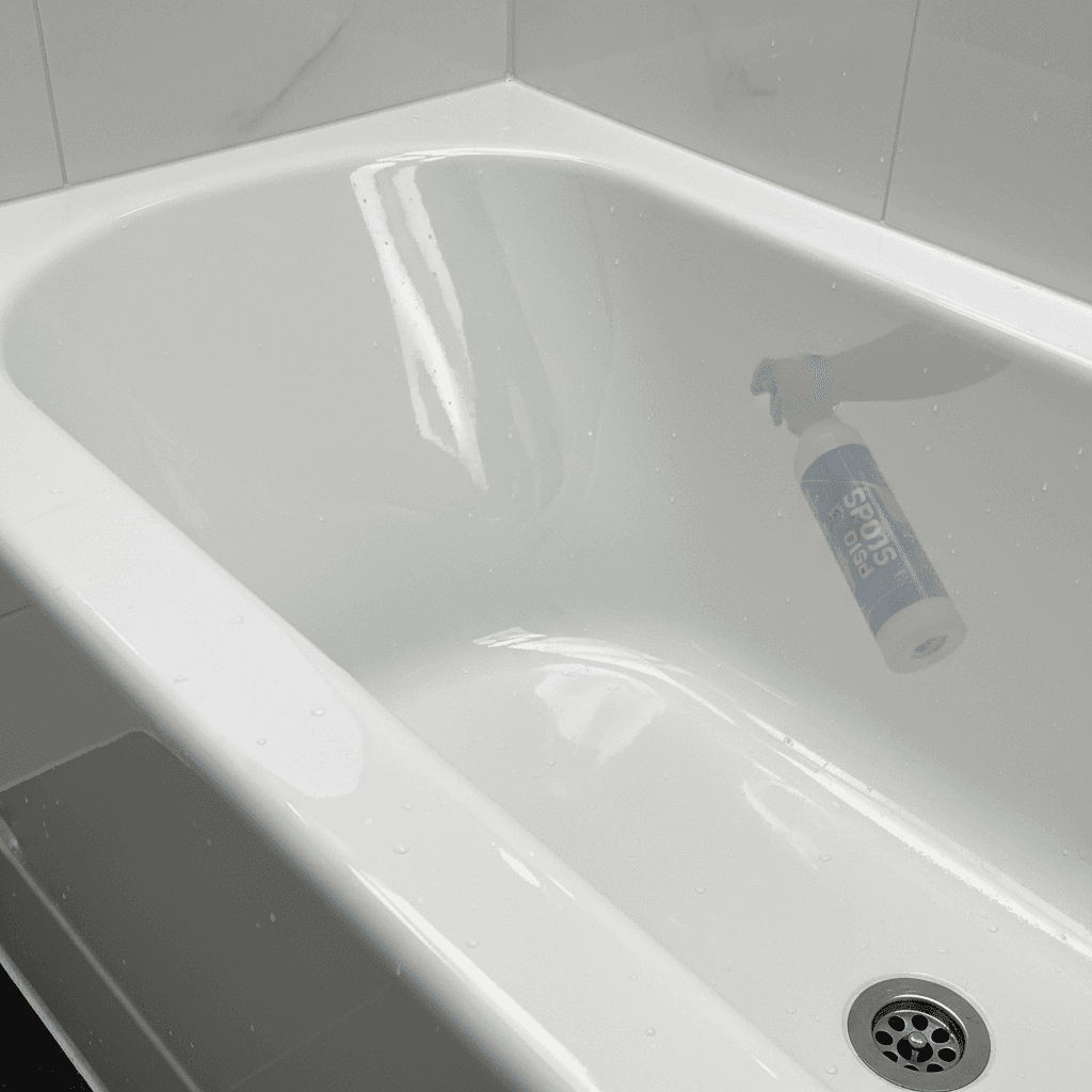 Glossy white bathtub freshly refinished