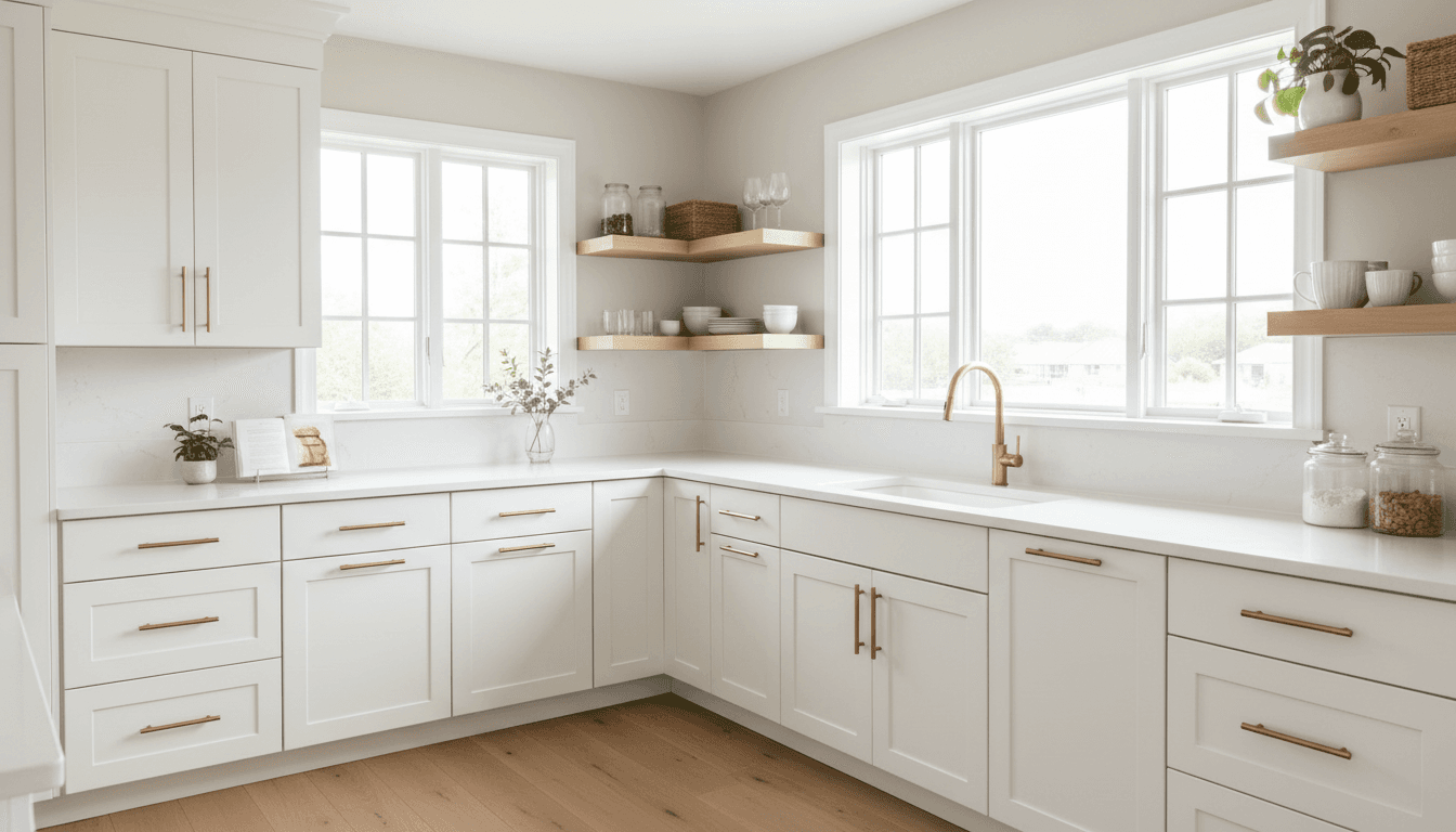 Refinished kitchen cabinets with a high-gloss finish
