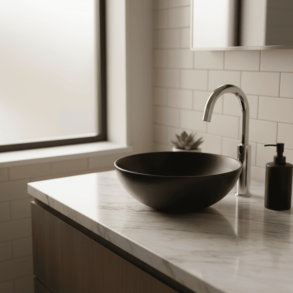 Resurfaced white countertop with high gloss finish